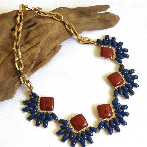 3/$30! Blue & Red Statement Necklace - Picture 5 of 6